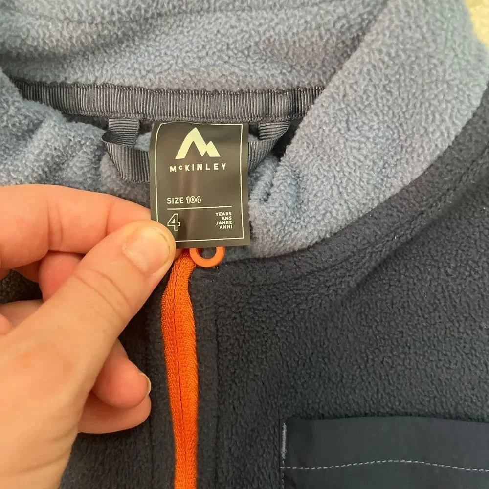 Children's Two-Tone Blue Fleece Jacket with Orange Zip